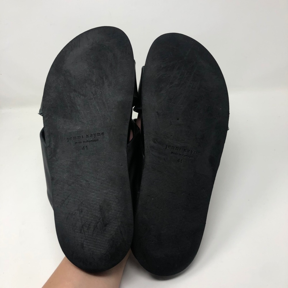 Jenni Kayne Leather Knot Sandal Womens 41 US 10.5 Black Chunky Romantic Boho - Picture 7 of 16